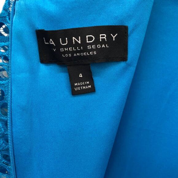 Laundry By Shelli Segal  Blue Lace Short Sleeve Mini Dress 4 - Picture 5 of 5